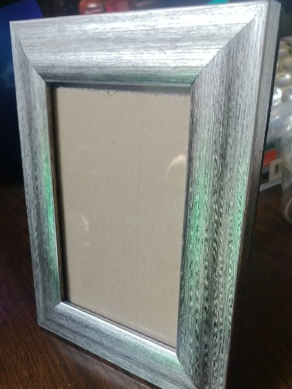 Neutral Wood-Textured Brush Silver Picture Frame
